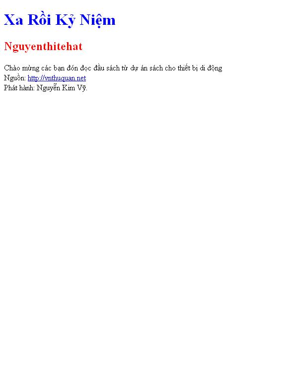 Xa Rồi Kỷ Niệm
