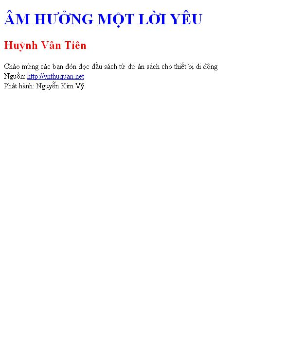 ÂM HƯỞNG MỘT LỜI YÊU