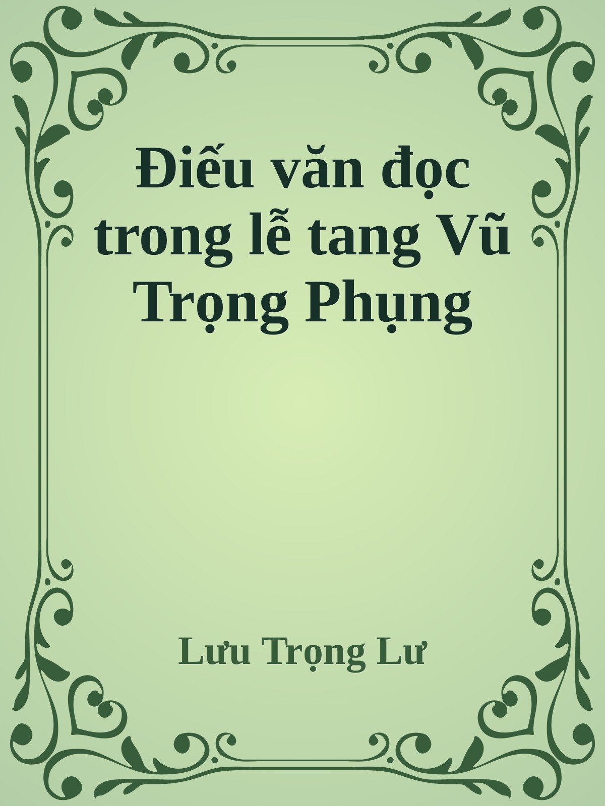 Điếu văn đọc trong lễ tang Vũ Trọng Phụng