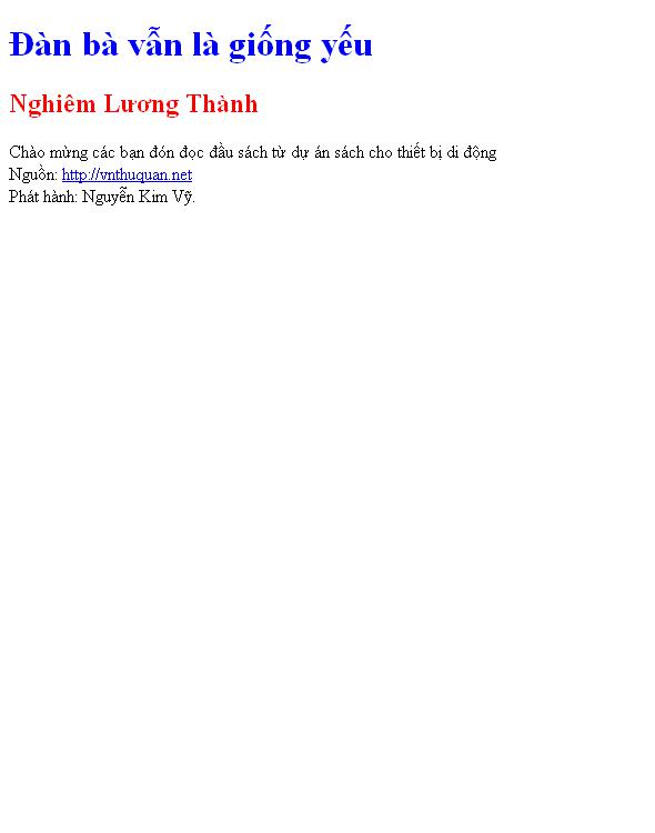 Đàn bà vẫn là giống yếu