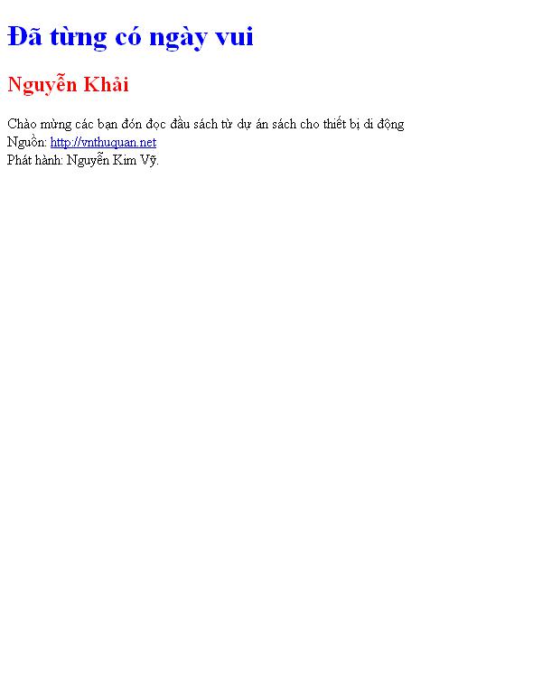 Đã từng có ngày vui