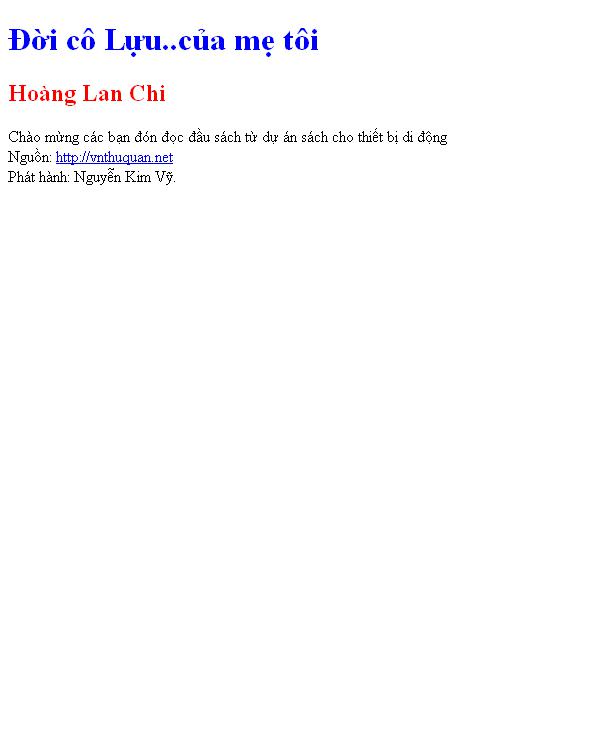 Đời cô Lựu..của mẹ tôi