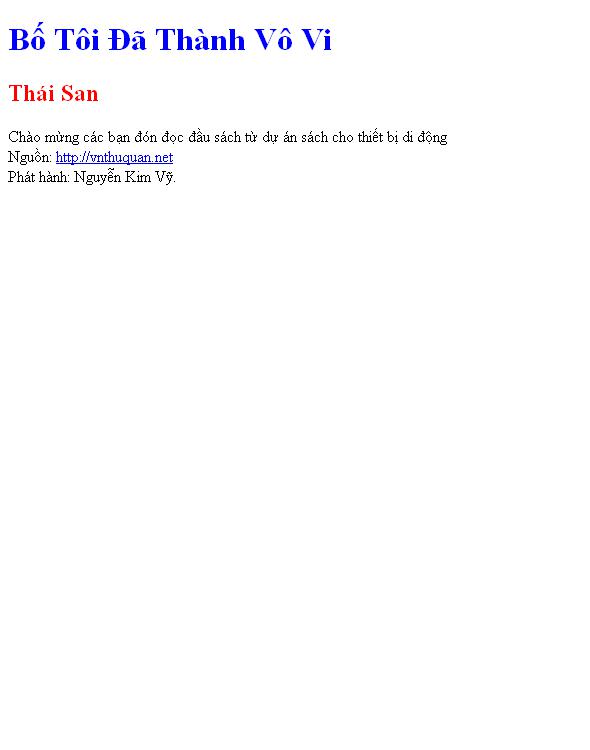 Bố Tôi Đã Thành Vô Vi