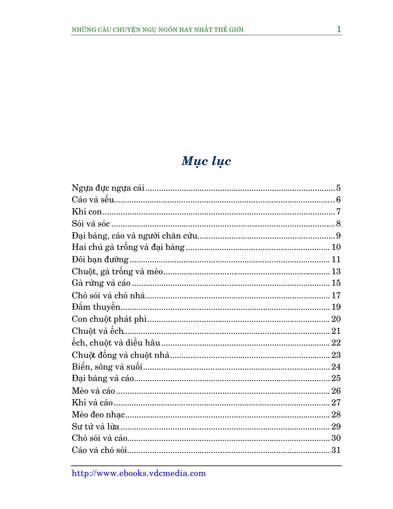 chuyện ngụ ngôn hay nhất tg