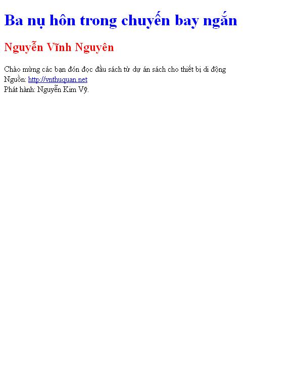 Ba nụ hôn trong chuyến bay ngắn