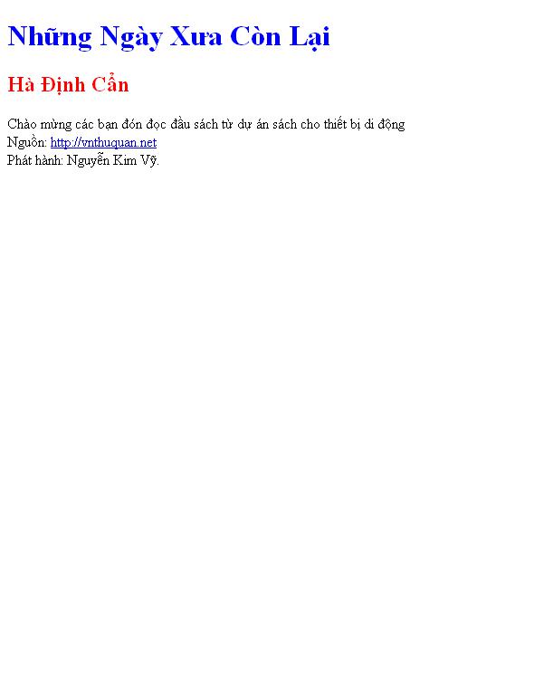 Những Ngày Xưa Còn Lại