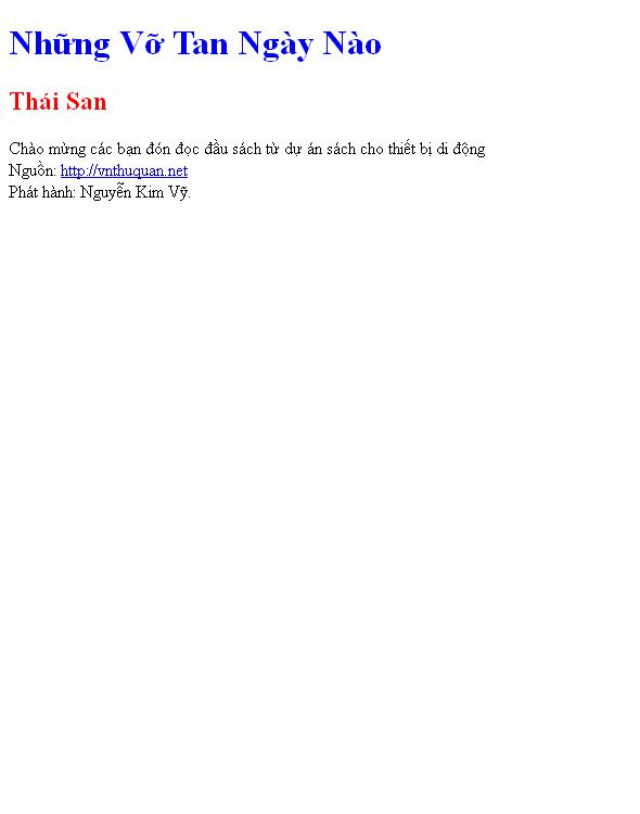 Những Vỡ Tan Ngày Nào