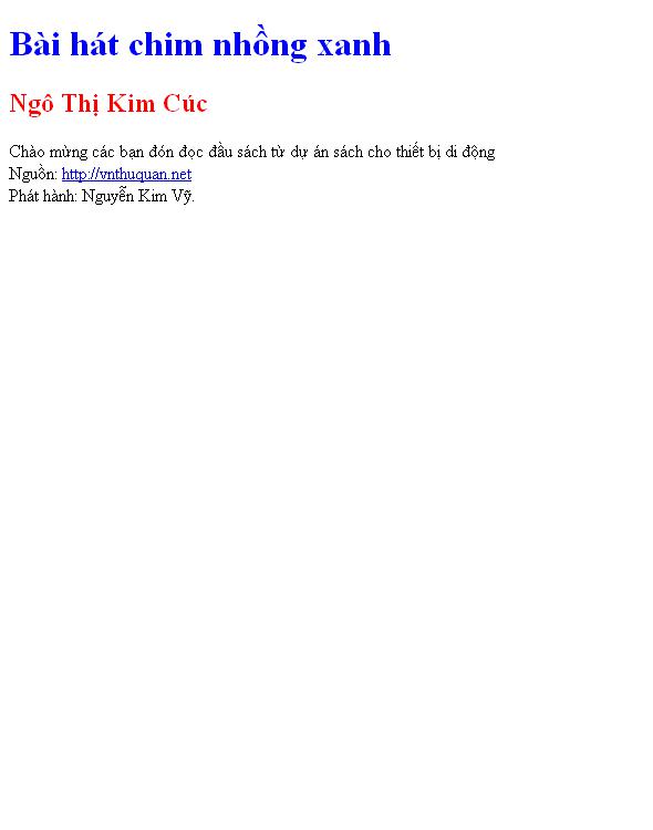 Bài hát chim nhồng xanh