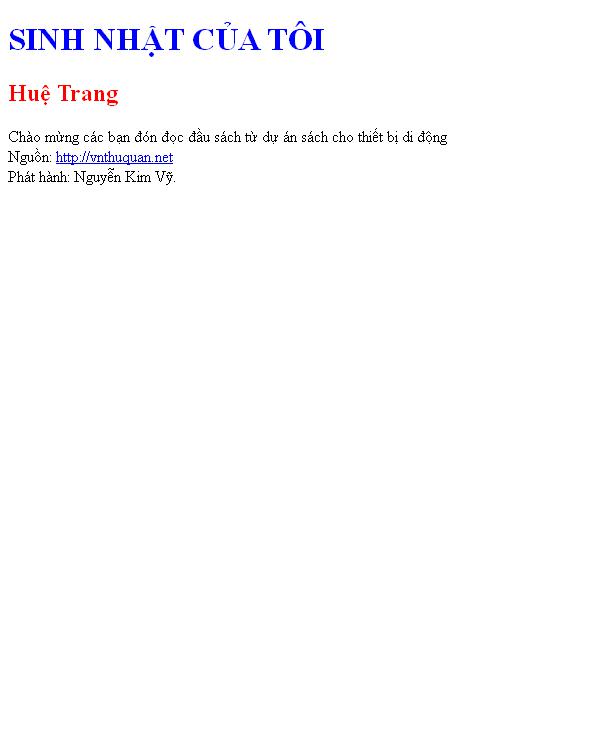 SINH NHẬT CỦA TÔI