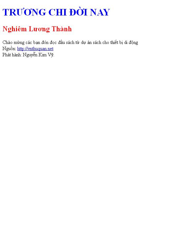 TRƯƠNG CHI ĐỜI NAY