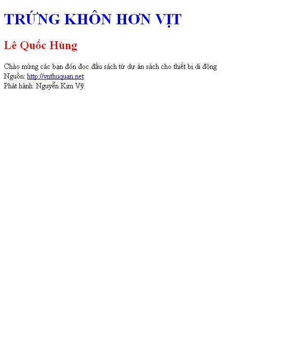 TRỨNG KHÔN HƠN VỊT