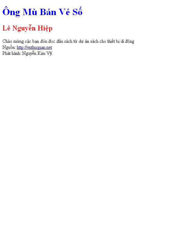 Ông Mù Bán Vé Số