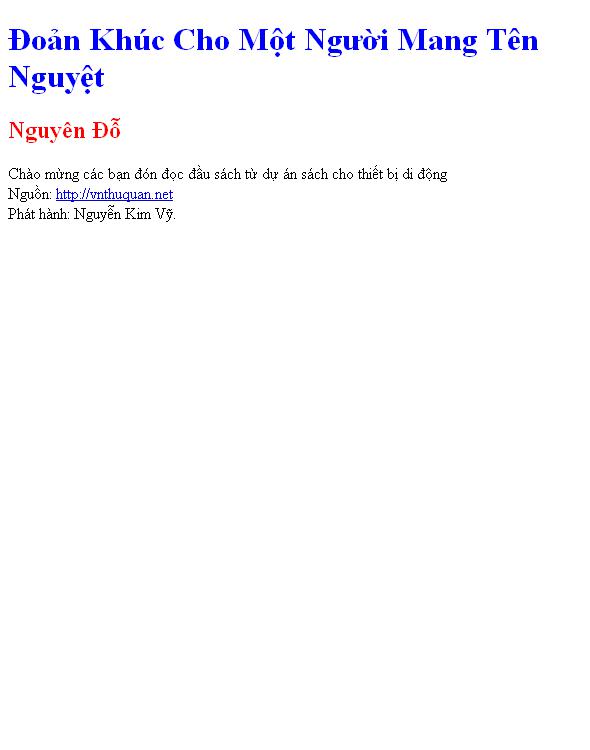 Đoản Khúc Cho Một Người Mang Tên Nguyệt